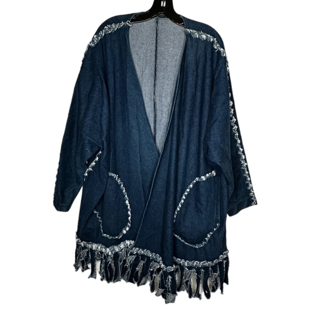 Vintage Denim Coat with Fringe